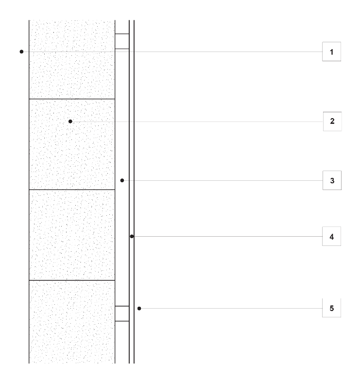 Figure S37C1f: 200 mm autoclaved aerated concrete block - 10 mm internal plaster on battens or furring channels